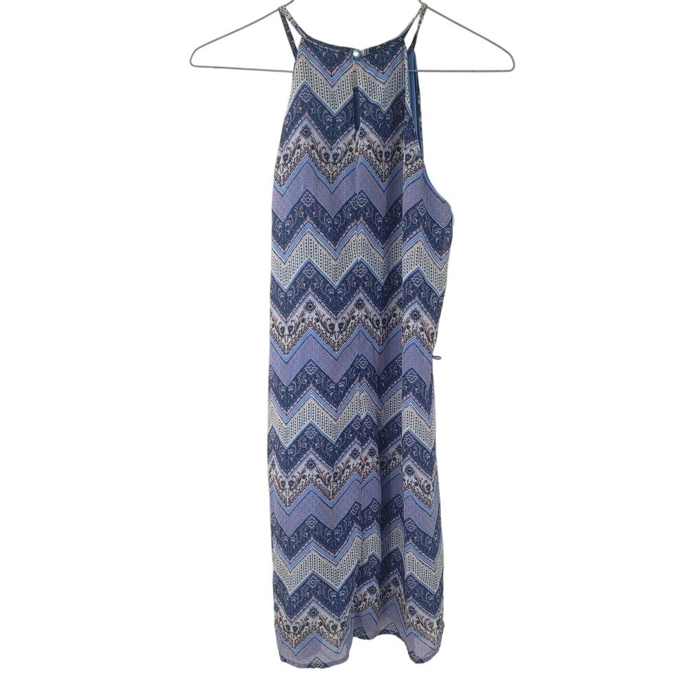 AS U WISH Blue Chevron Sleeveless Dress Womens Size Small S - Picture 2 of 4
